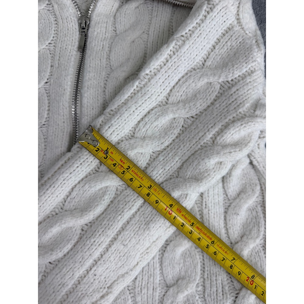 Hollister White Cable Knit Zip-Up Sweater Jacket Cardigan Preppy Academia Y2K S - Picture 11 of 11